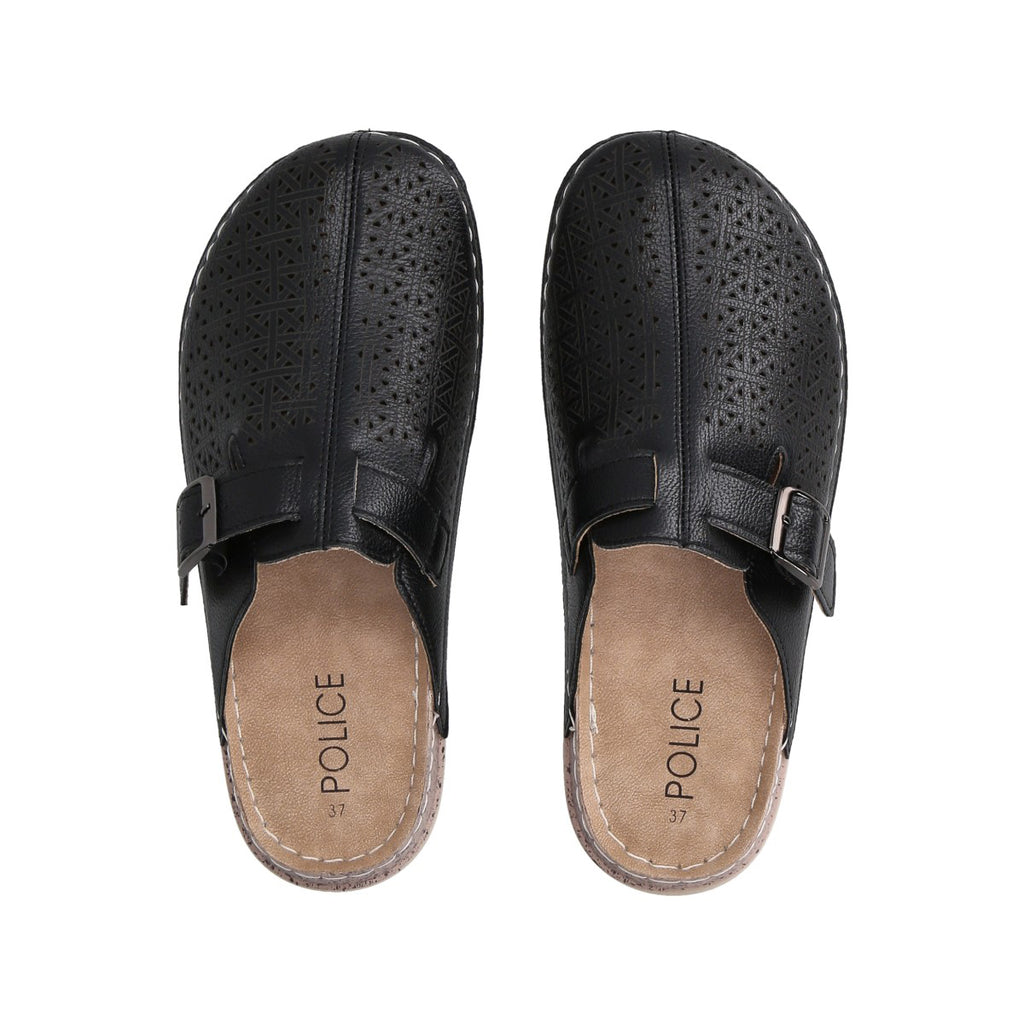 Zueco Mujer Negro/Camel Marina Police