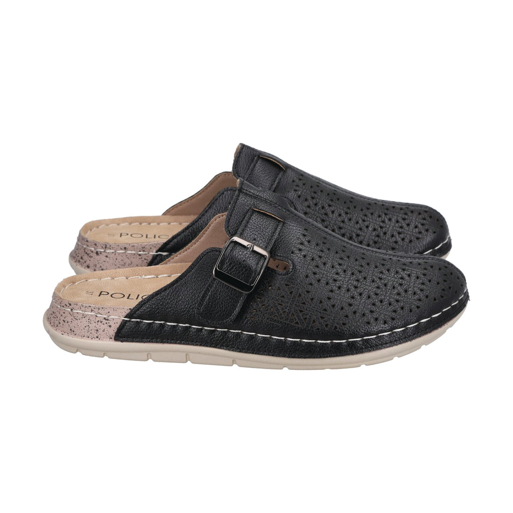 Zueco Mujer Negro/Camel Marina Police