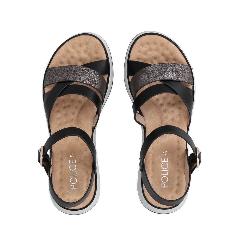 Sandalia Mujer Negro Plataforma Laura Police