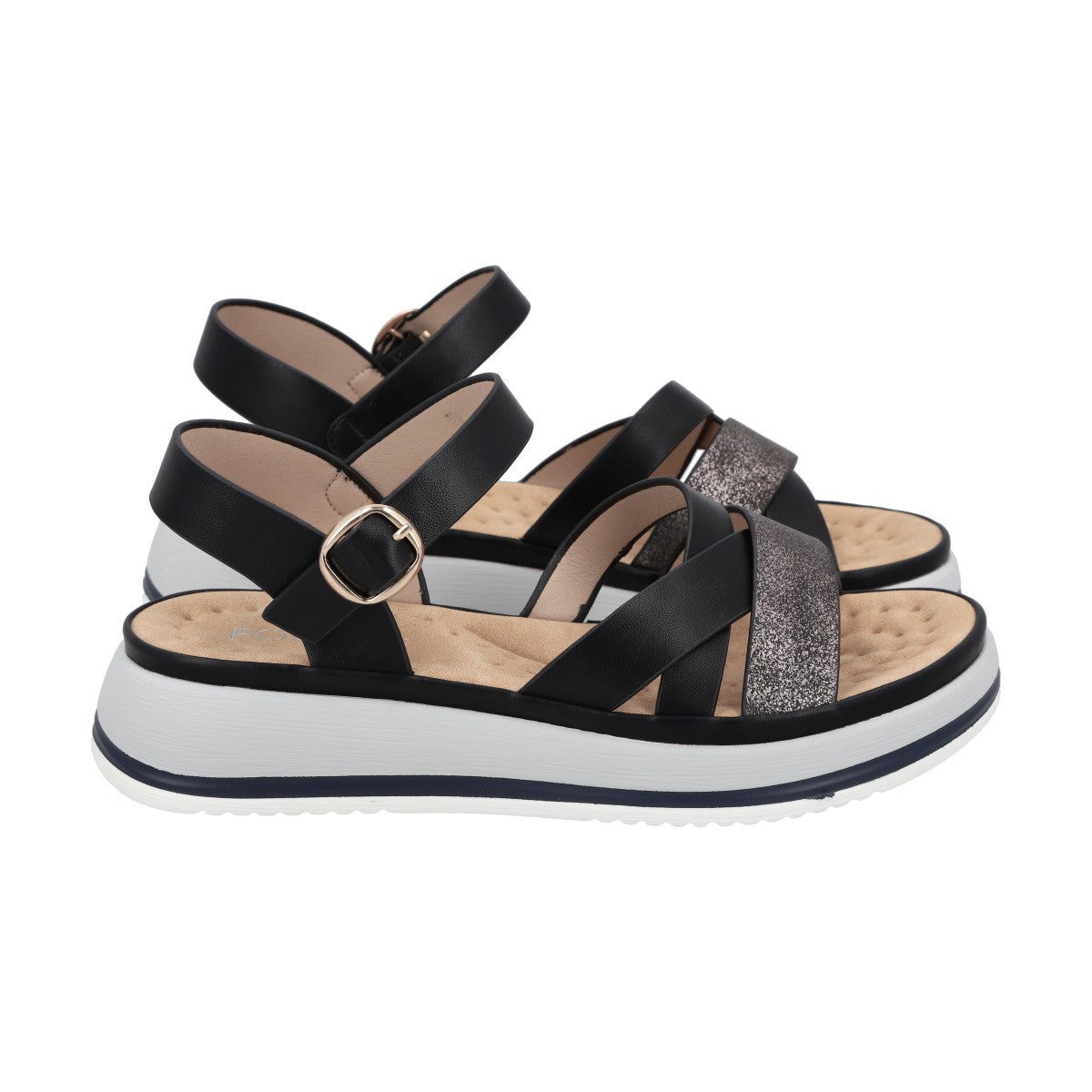 Sandalia Mujer Negro Plataforma Laura Police