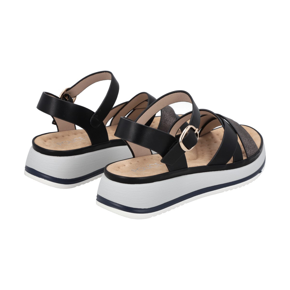 Sandalia Mujer Negro Plataforma Laura Police