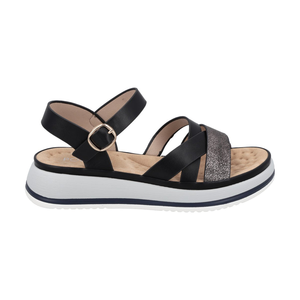 Sandalia Mujer Negro Plataforma Laura Police