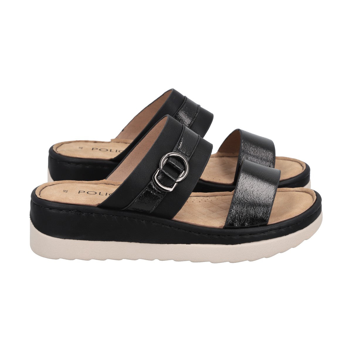 Sandalia Mujer Negro Plataforma Antonela Police