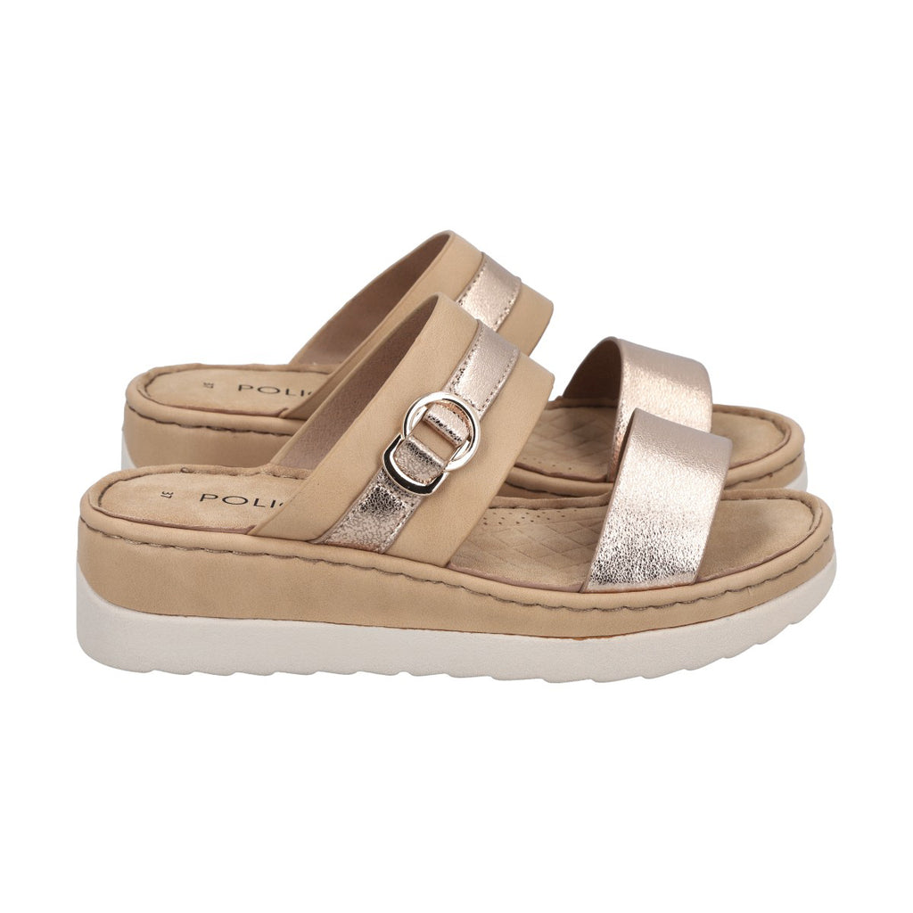 Sandalia Mujer Dorado Flora Police