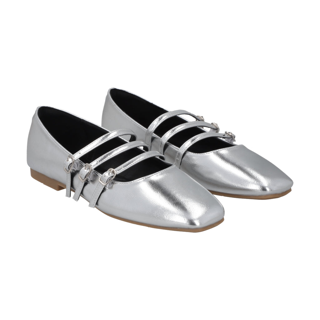 Ballerina Mary Jane Mujer Plata Nati Police