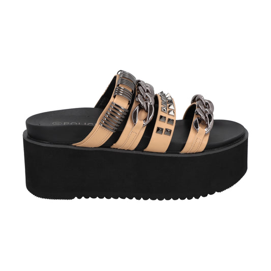 Sandalia Mujer Negro/Beige Soki Police