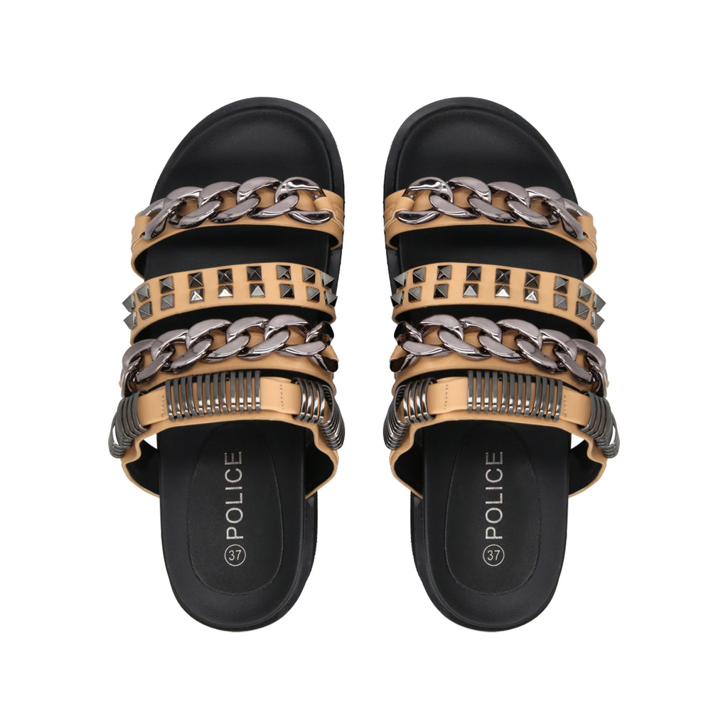 Sandalia Mujer Negro/Beige Soki Police