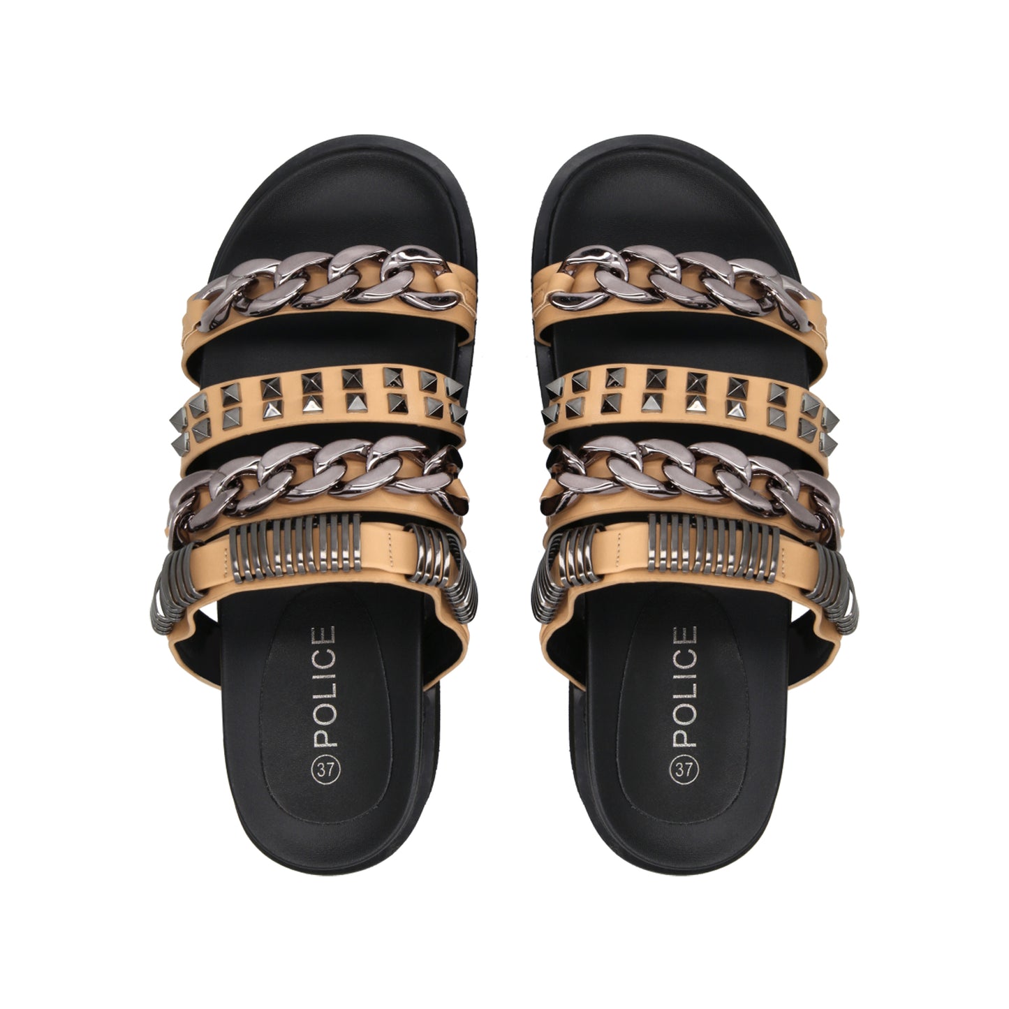 Sandalia Mujer Negro/Beige Soki Police