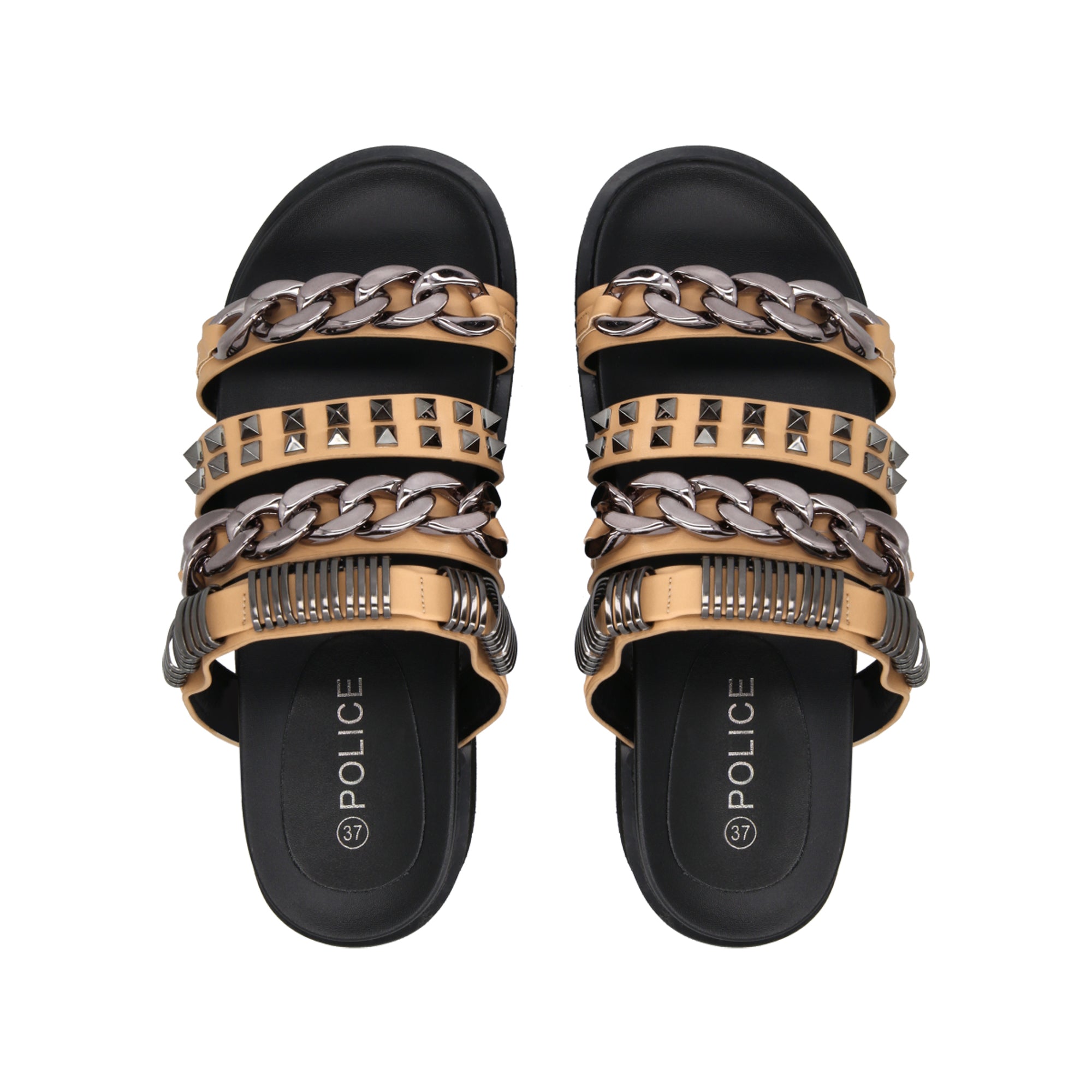 Sandalia Mujer Negro/Beige Soki Police